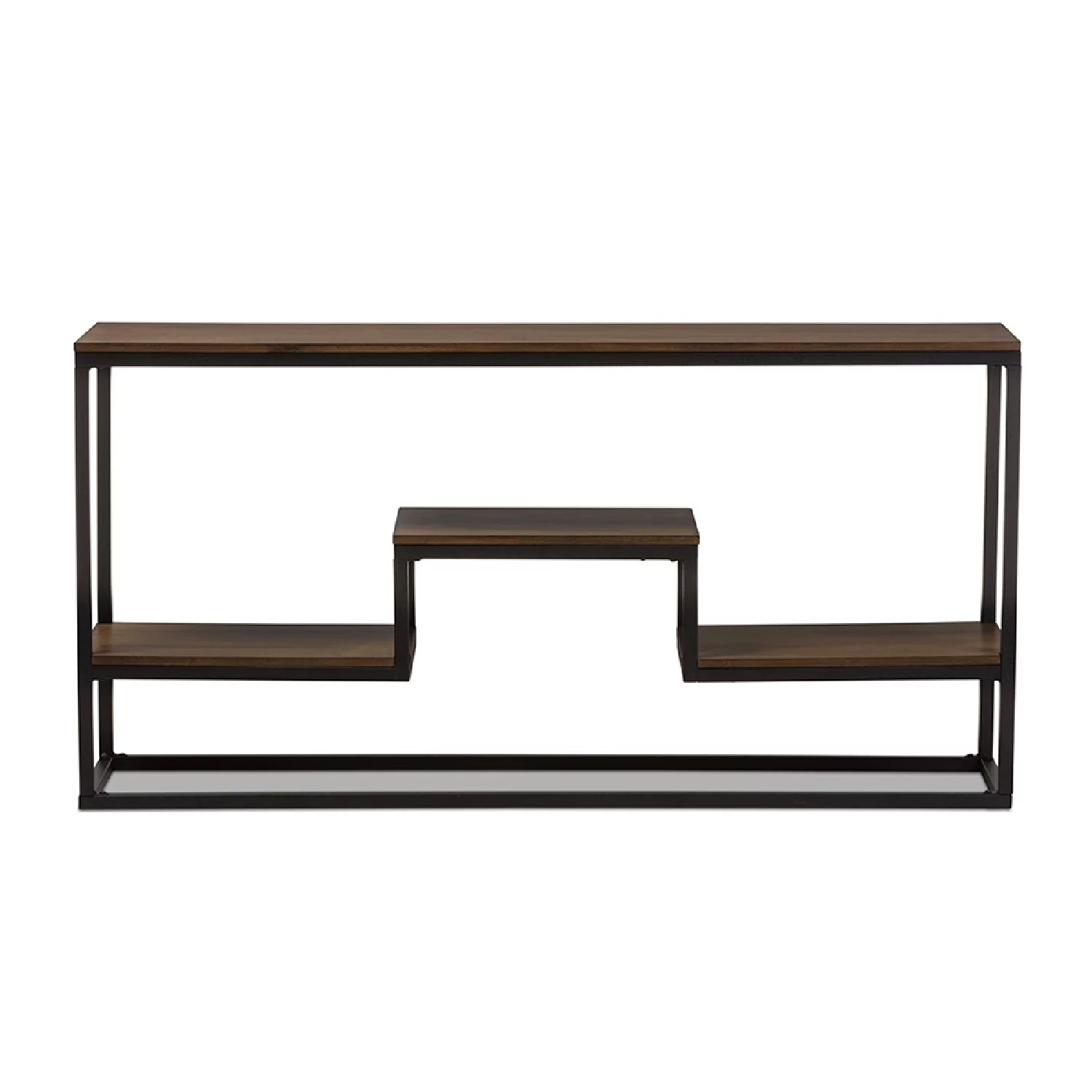 Baxton Studio Doreen Rustic Industrial Style Antique Black Textured Finished Metal Distressed Wood Console Table