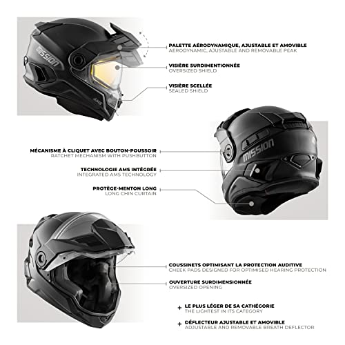 CKX Mission Full Face Helmet - Carbon Solid Electric Double Shield