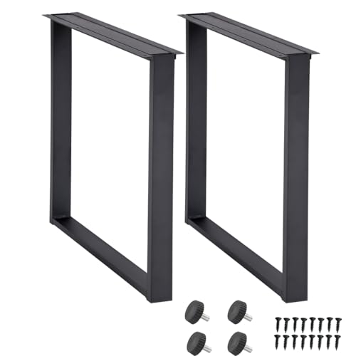 Metal Desk Table Legs 28 Inches Tall H-Shape Dining Table Legs Steel Furniture Legs 2 Pack Heavy Duty, DIY, Matte Black