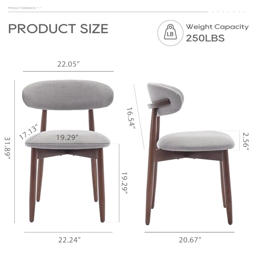 COLAMY Wooden Dining Chairs Set of 4, Modern Fabric Upholstered Dining Room Chair, Farmhouse Kitchen Chairs with Foot Pegs, Green