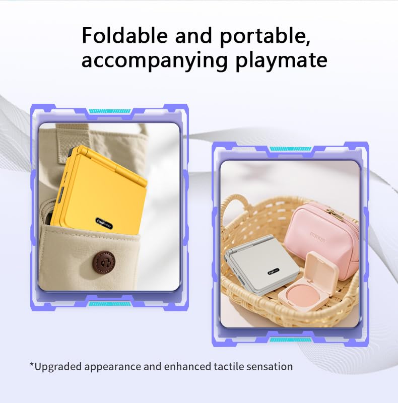 Powkiddy V90S Retro Handheld Console - 10,000+ Preloaded Games, Foldable Clamshell Design, 3.5