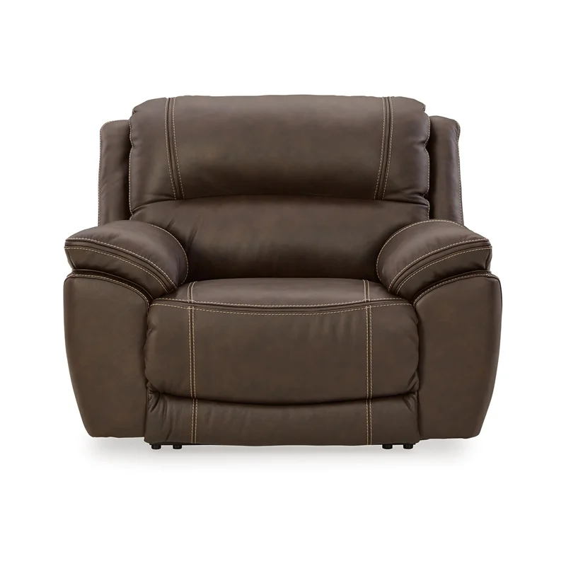 Ashley Furniture Dunleith Leather Zero Wall Recliner with Headrest in Dark Brown