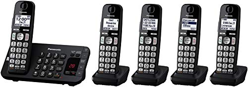 Panasonic DECT 6.0 Expandable Cordless Phone System with Answering Machine and Call Blocking - 2 Handsets - KX-TGE432B (Black)