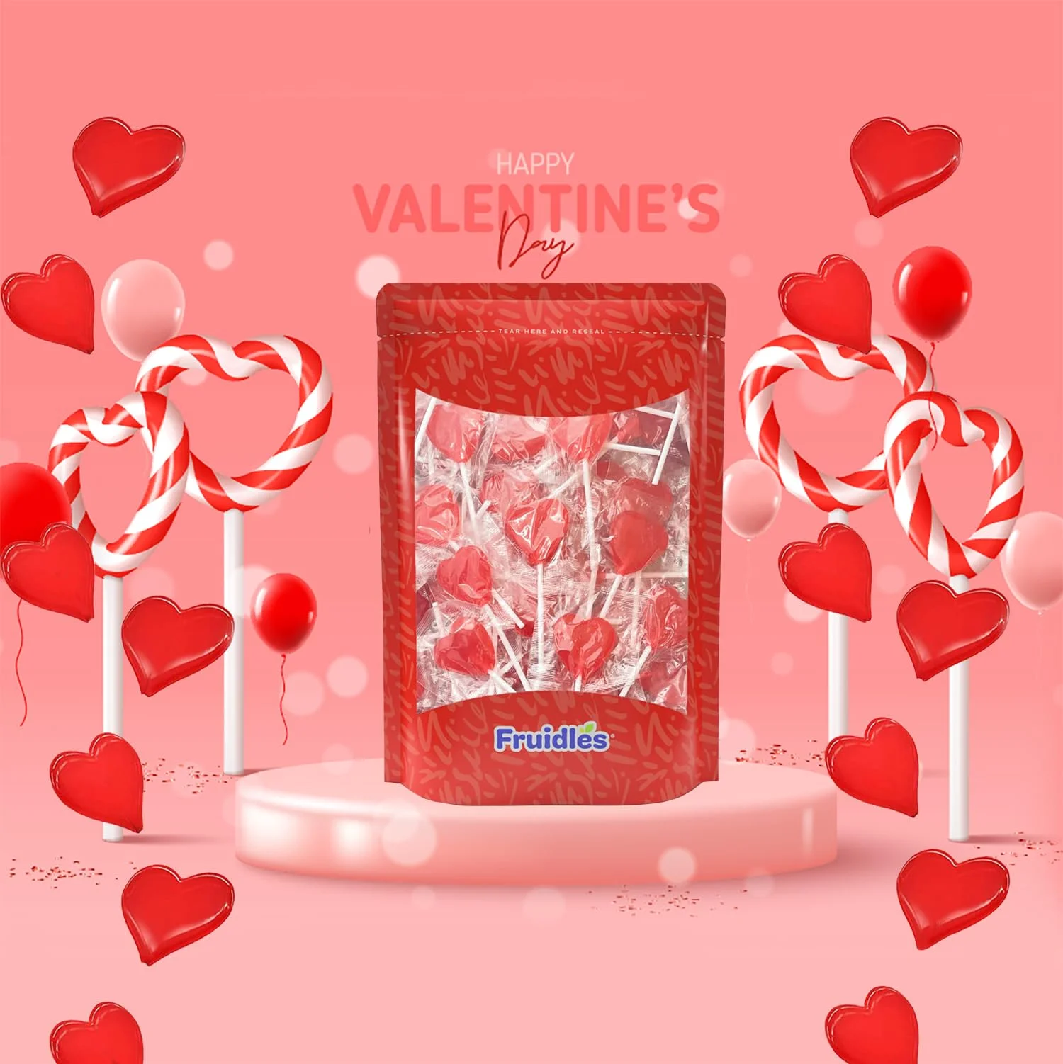Valentine,S Heart Lollipops Candy, Red Heart Shaped Hard Candy Lollipop Suckers, Individually Wrapped, 12G Lollipop (10 Pounds (Bulk))