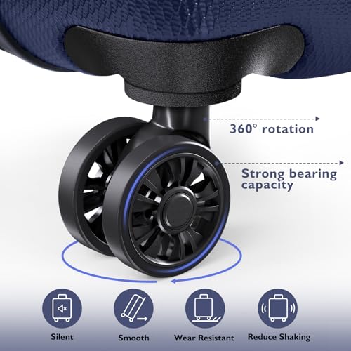 AnyZip Luggage ABS+PC Hardside Lightweight Suitcase with Spinner Wheels TSA Lock, Checked-Large 28-Inch, Cream