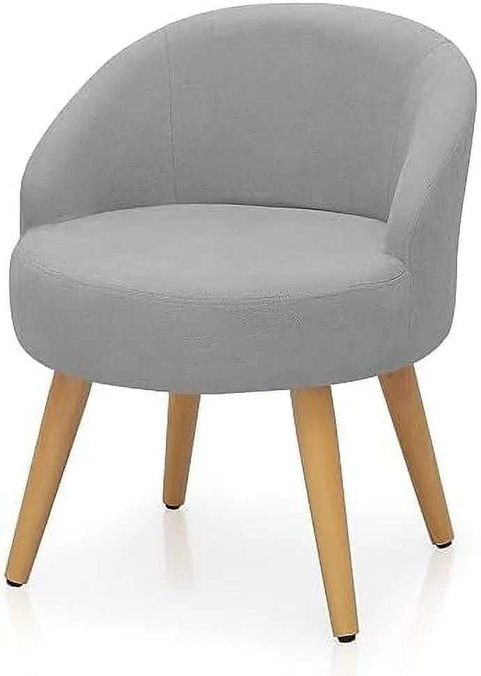 GEROBOOM SpaceSaving Vanity Stool Accent Chair Armchair Living Room Chair Leisure Chairs RongBOOMON Bathroom Seat Wood Legs Velvet Chair  Grey  Velvet