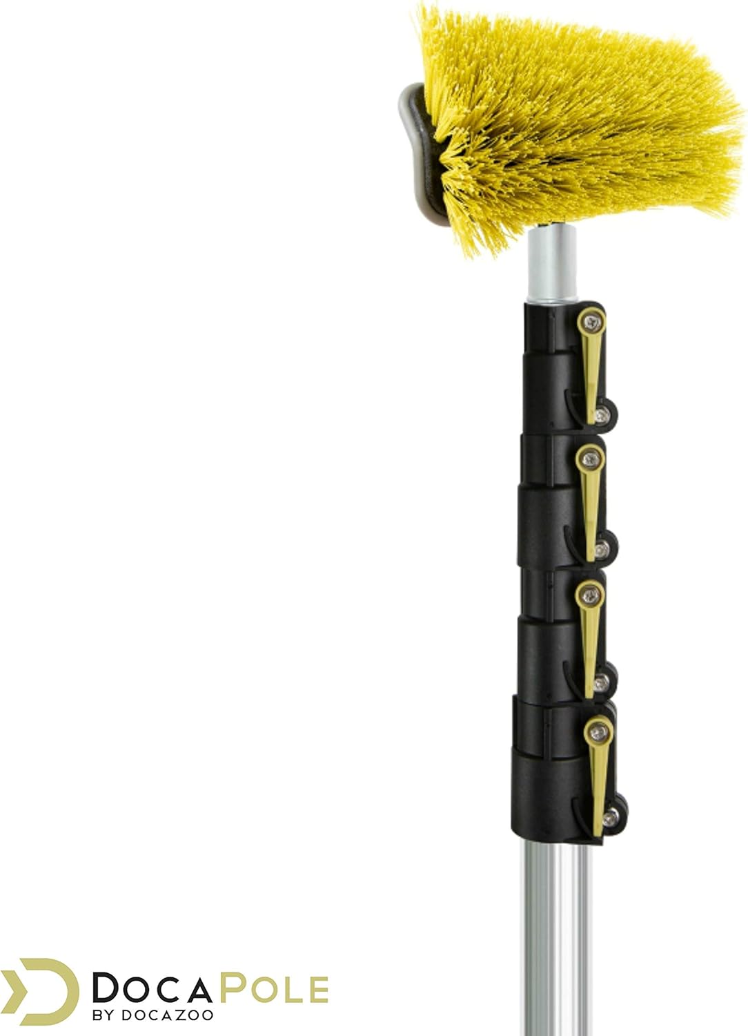 DocaPole 7-30 Foot Hard Bristle Brush Extension Pole |11” Scrub Brush with Telescopic Pole | Long Handle Cleaning Brush and Deck Brush for House Siding, Deck, Garage, Patio and More