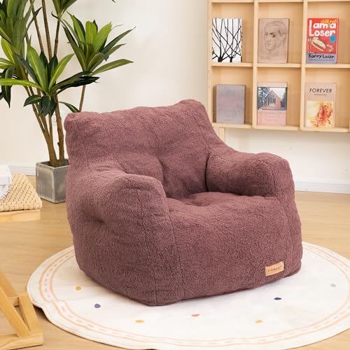 Bean Bag Chair with Filler, Bean Bag Sofa with Tufted Soft Stuffed Filling, Fluffy and Lazy Sofa, Comfy Cozy BeanBag Chairs with Memory Foam for Dorm, Apartment, Living Room (Black)