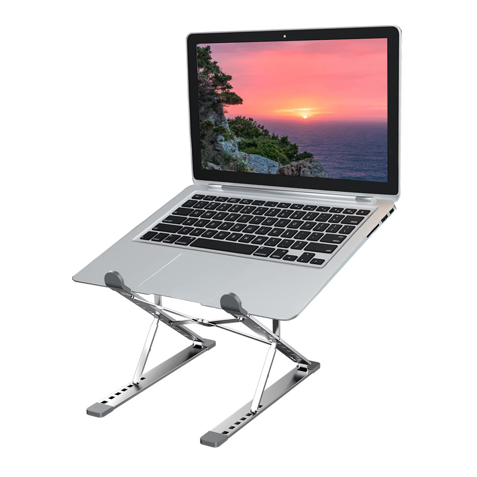 Meterk Portable Laptop Stand Ergonomic Aluminum Alloy Laptop Riser Double Height Adjustment Foldable Computer Notebook Holder Stand for 11-17 Inches Laptop Tablet