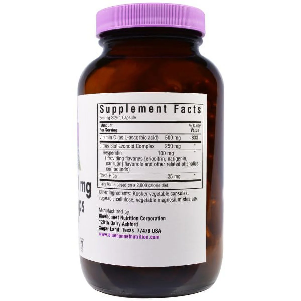 Bluebonnet - Vitamin C-500 mg Plus Rose Hips 180 Vcaps