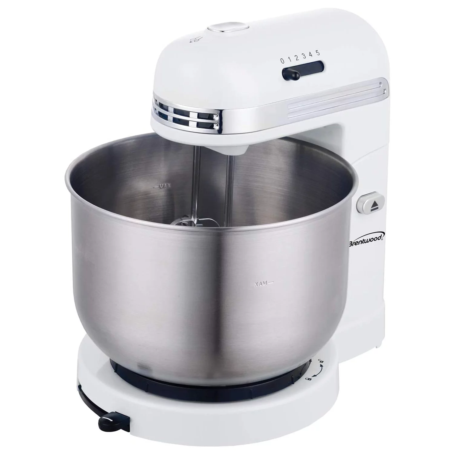 Brentwood SM-1162W 5-Speed Stand Mixer with 3.5 Qt Stainless Steel Mixing Bowl, White