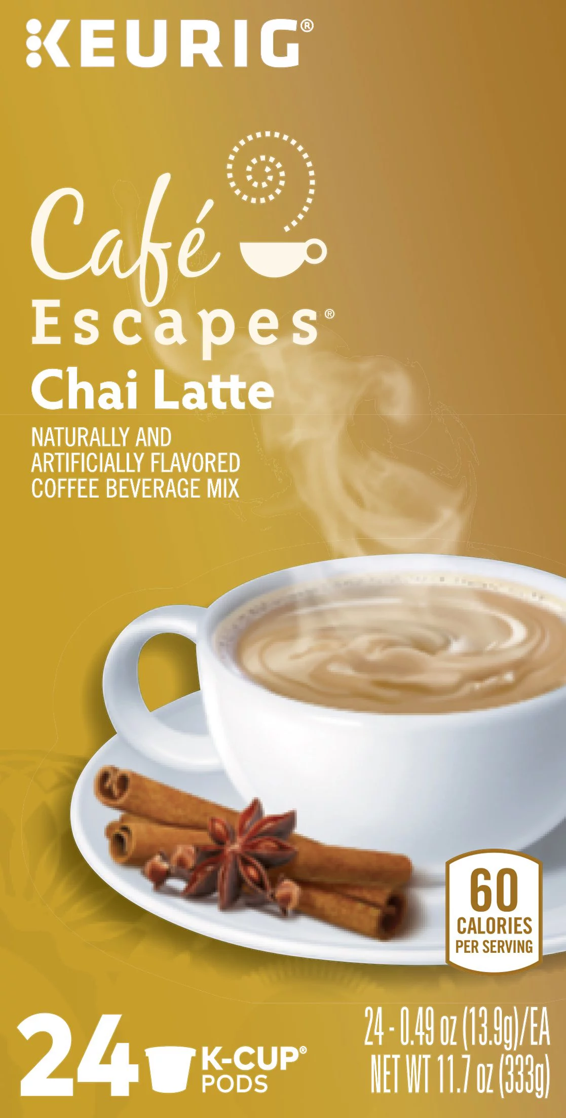 Keurig Kcup Cafe Escape Chai Latte 24ct
