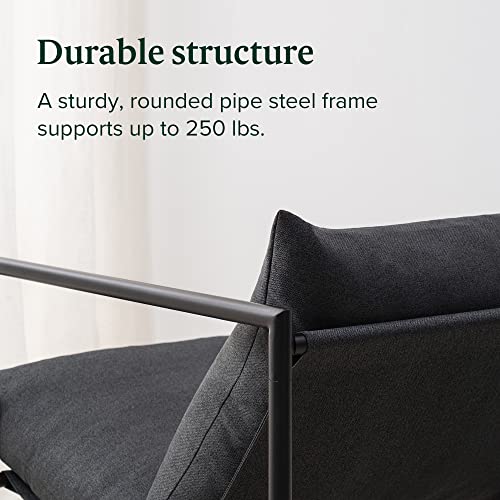 ZINUS Aidan Sling Accent Chair, Metal Framed Armchair with Shredded Foam Cushioning, Black