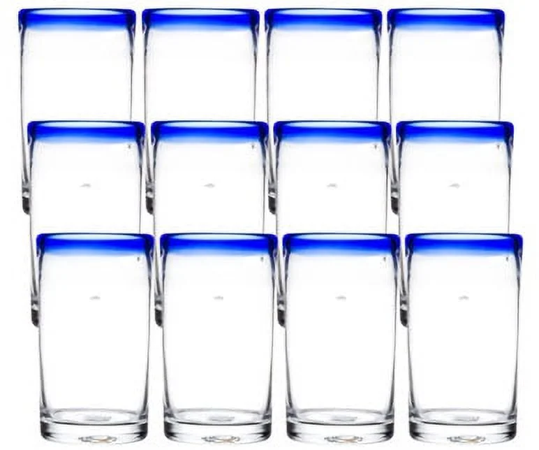 Libbey Aruba 16 oz. Customizable Cooler Glass with Cobalt Blue Rim - 12/Case | Craft Your Refreshing Drinks in Style