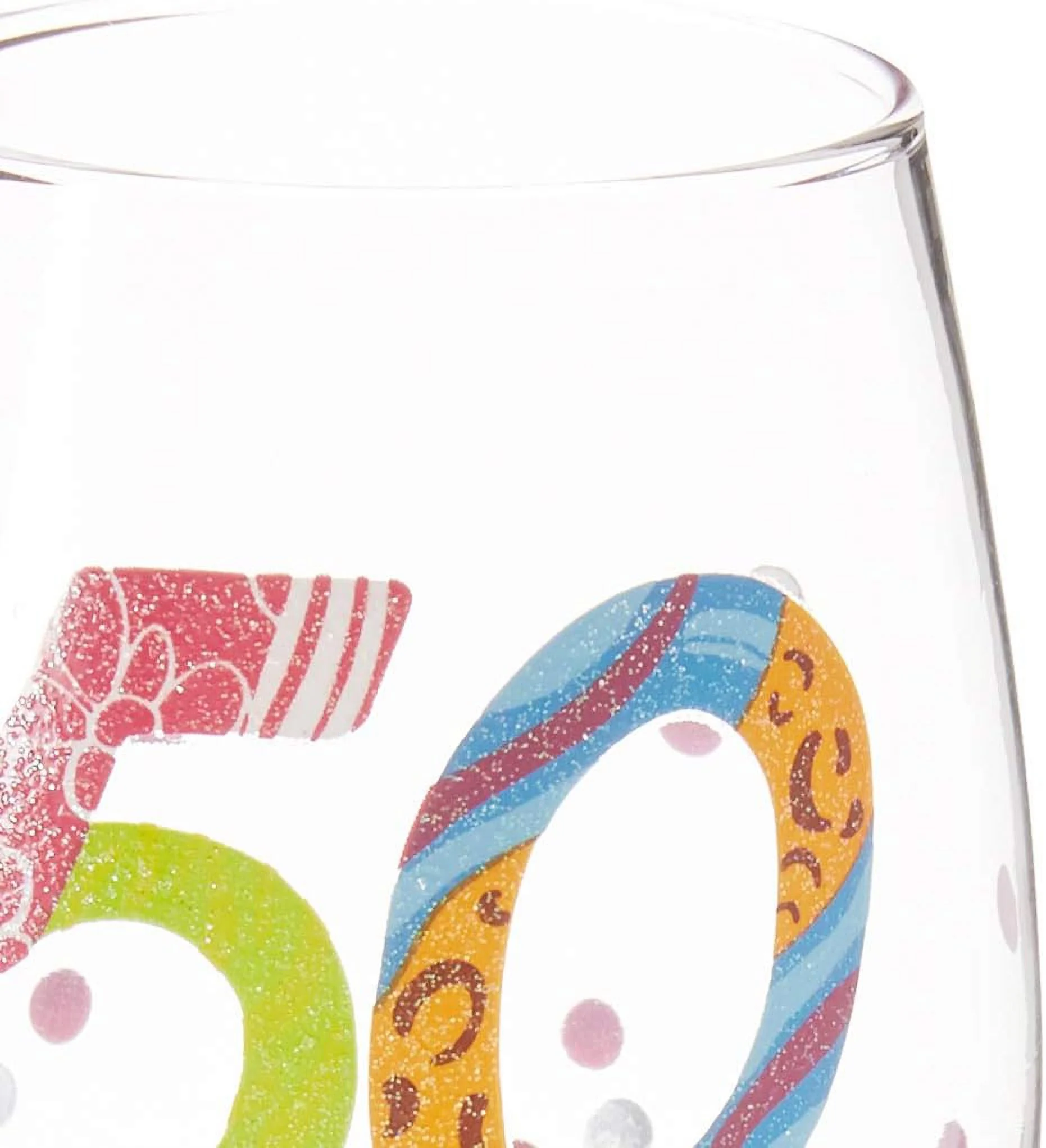 Designs By “50 Is Just A Number” Hand-Painted Artisan Wine Glass, 15 Oz.