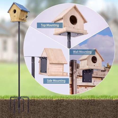 Ottsuls Bird Feeder Pole, 109 Inch Heavy Duty Bird House Pole Kit for Outdoors, with 5-Prong Base Feeding Station for Wild Birds Watching, Adjustable Bird Feeder Stand (Bird House Not Included)