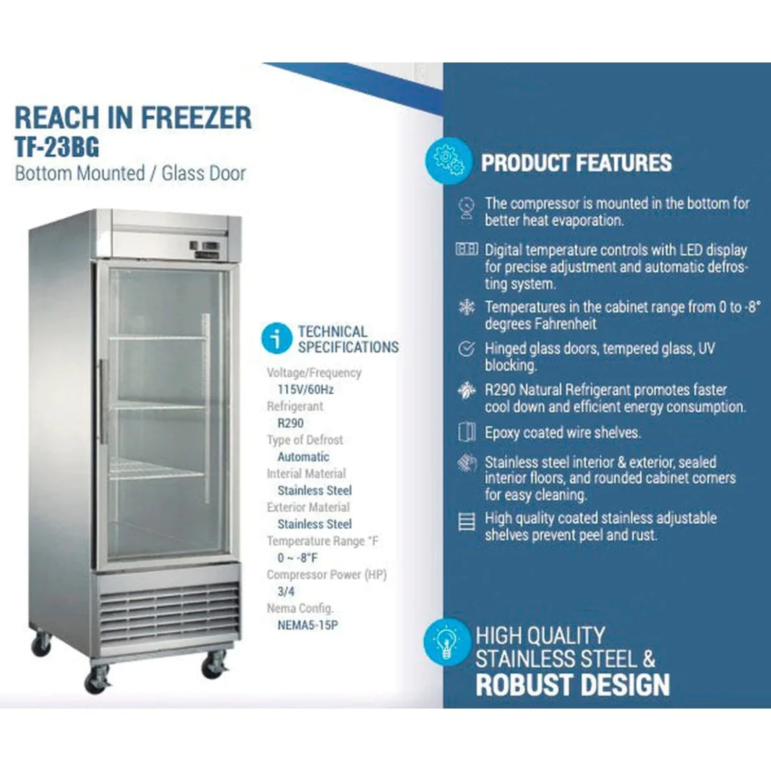 West Kitchen WKF-23BG 27 1 Door Glass Reach-In Freezer
