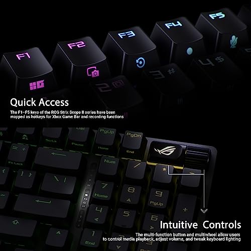 ASUS ROG Strix Scope II 96 Wireless Gaming Keyboard, Tri-Mode Connection, Dampening Foam & Switch-Dampening Pads, Hot-Swappable Pre-lubed ROG NX Snow Switches, PBT Keycaps, RGB-Black