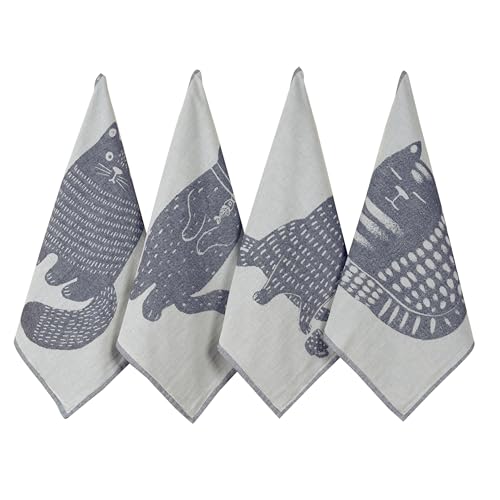 sea me at home Christmas Tea Towel Set of 4-100% Cotton Jacquard Kitchen Towels, Festive Dish Towels for Christmas Decor, Perfect Hostess Gift (Merry Christmas)