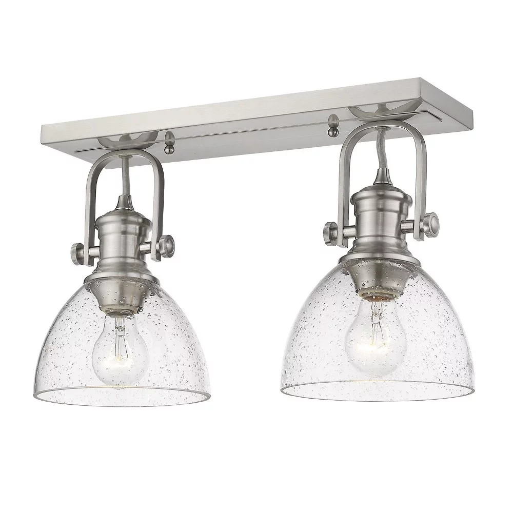 2 Light Semi-Flush Mount-8.38 inches Tall and 17.88 inches Wide-Pewter Finish-Seeded Glass Color Bailey Street Home 170-Bel-4763749