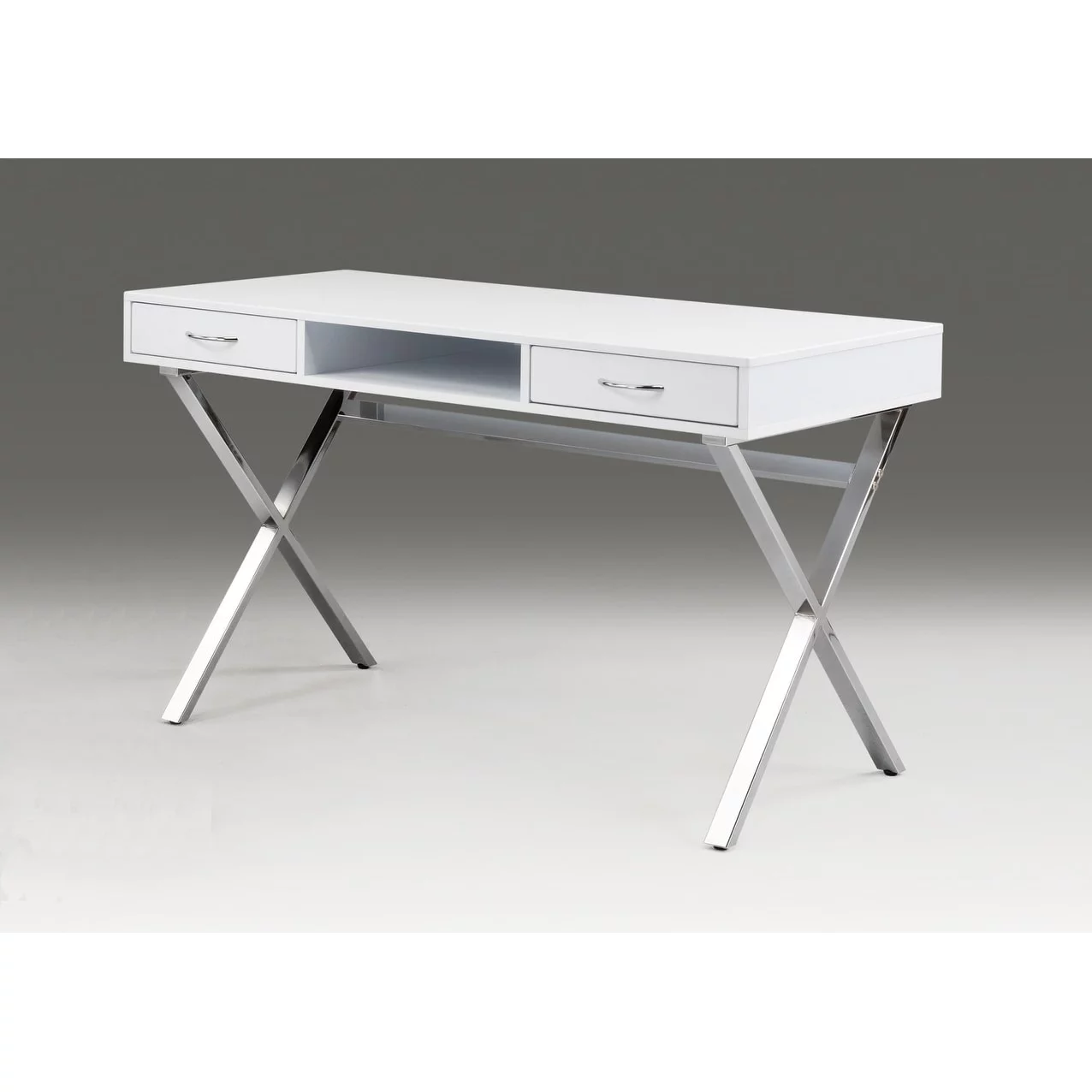 Desk with Two drawers with Medal Base silver