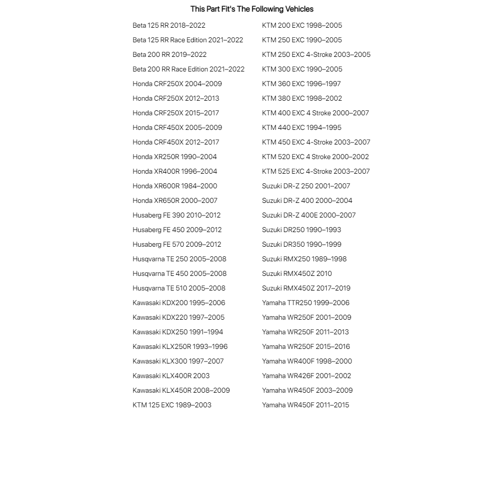 Tusk Enduro Lighting Kit Replacement Wire Harness For YAMAHA WR400F 1998-2000