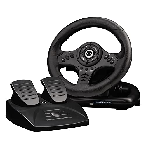 Numskull Racing Wheel with Pedals & Shifter for PS4, Xbox One, PC, PS3 – 270° Steering, Vibration Feedback, Xbox Series X|S, Xbox One, PS4, Nintendo Switch and PC