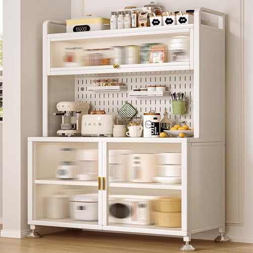 Bakers Rack with Storage Cabinet, 5 Tier Freestanding Tall Storage Sideboard, for Kitchen Hutch, Home, Office, Pantry, Garage