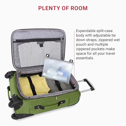 SwissGear Sion Softside Expandable Luggage, Black, Checked-Large 29-Inch