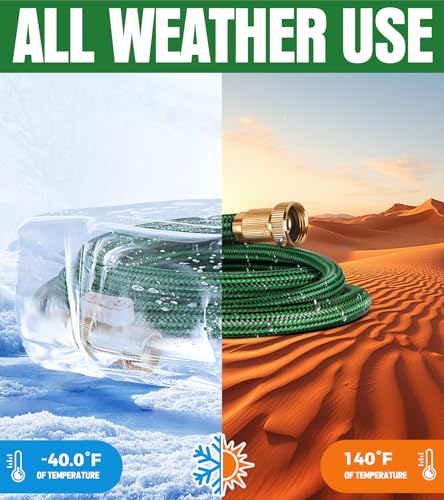NON-EXPANDABLE Garden Hose 25 ft, Heavy Duty Flexible Water Hose, Kink Resistant Lightweight Hybrid Hose with Durable Fabric Skin, Leakproof Hose Male to Female Fittings