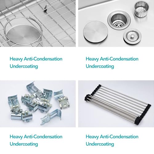 Kichae 12“ Deep Laundry Sink Undermount - 24 Inch Black Undermount Utility Sink Stainless Steel Single Bowl Under Counter Handmade Laundry Utility Room Basin