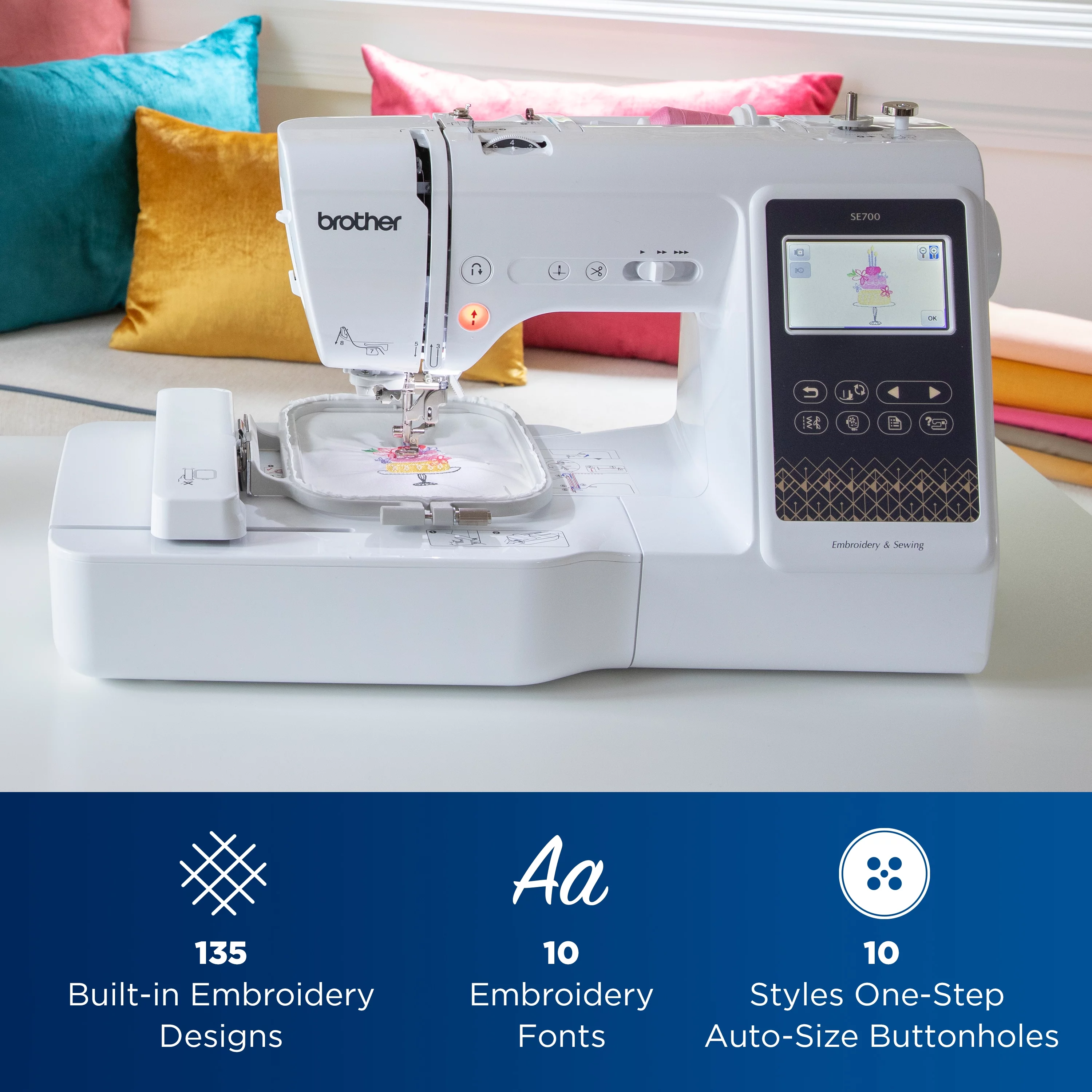 Brother SE700 Computerized Sewing & Embroidery Machine with Built-in Designs & Wireless Connectivity