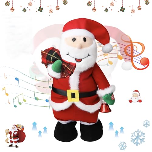 Singing Dancing Christmas Snowman Xmas Musical Plush Toy - Singing Rock Version of “Santa Claus is Coming to Town”, Interactive Xmas Snowman Toys, Fun Gift for Kids Adults, Holiday Decoration, 15”