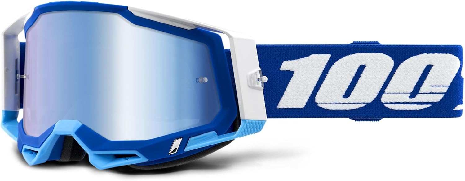 100% Racecraft 2 MX Offroad Goggles Blue w/Mirror Gold Lens