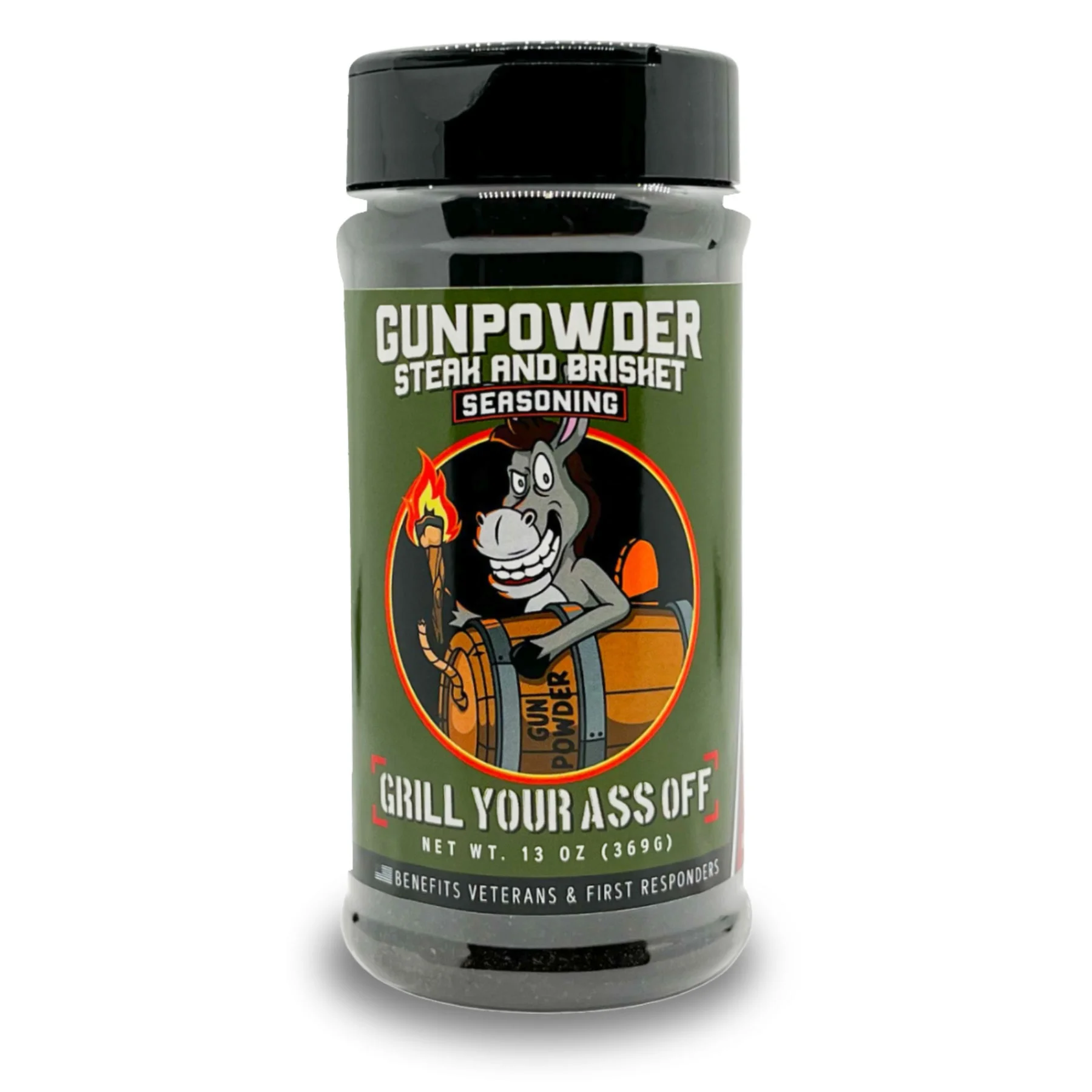Grill Your Ass Off Gunpowder Steak and Brisket BBQ Seasoning 13 oz