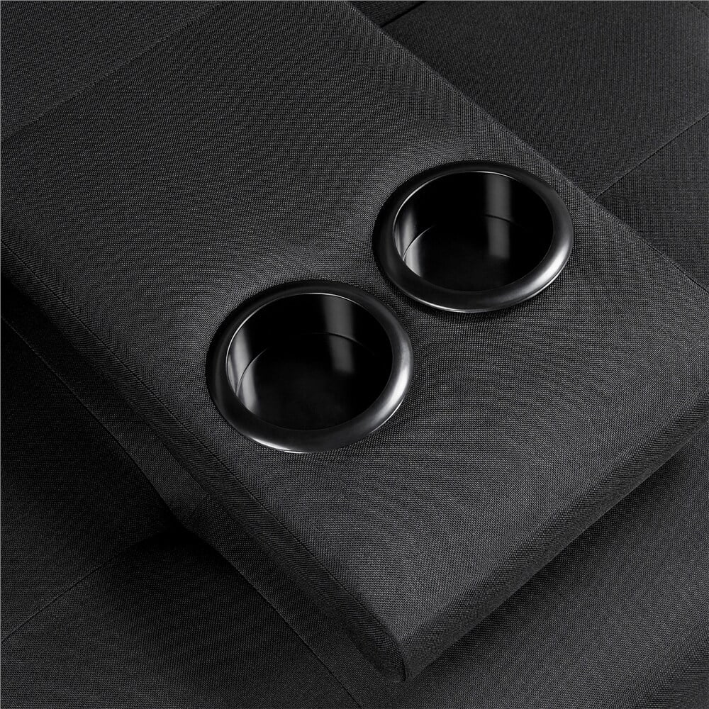 Yaheetech  65in Convertible Futon Sofa Bed Tufted Fabric Futon Couch Black