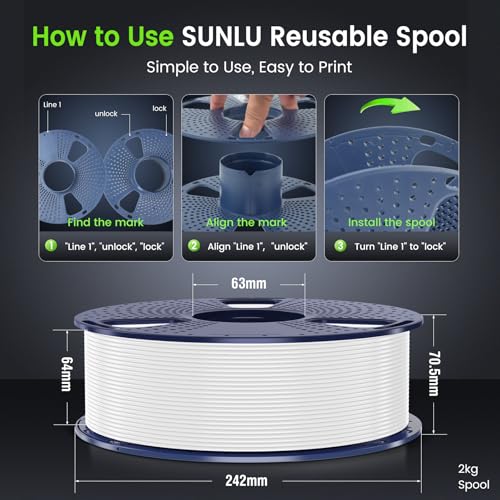 SUNLU 4kg PLA 3D Printer Filament Bundle, Neatly Wound PLA Filament 1.75mm ±0.02mm, Individually Vacuum Packed, 4kg in Total, 1kg per Spool, 4 Pack, 4000g, 4Black