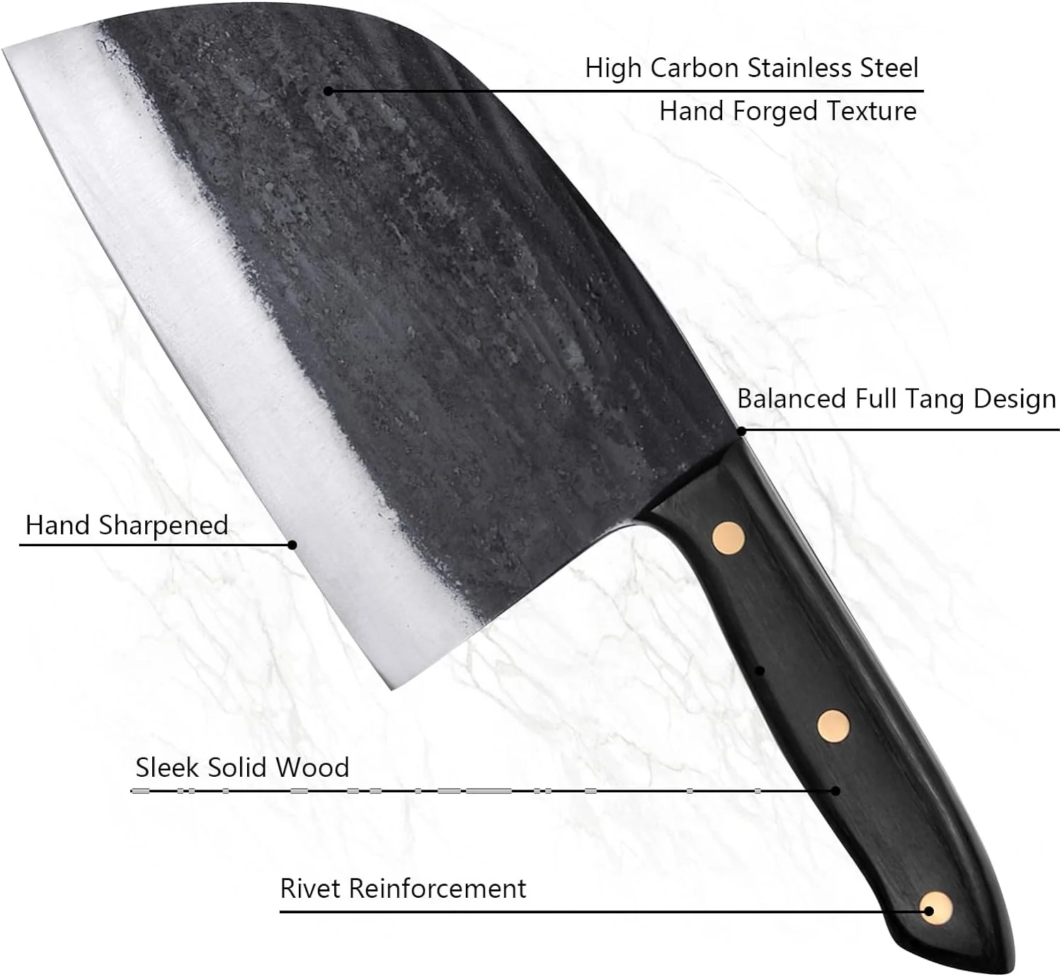 Qulajoy Serbian Chef Knife 6.7 Inch - High Carbon Steel Meat Cleaver - Professional Japanese Full Tang Hammered Cutting Knife For Kitchen Camping BBQ Outdoor