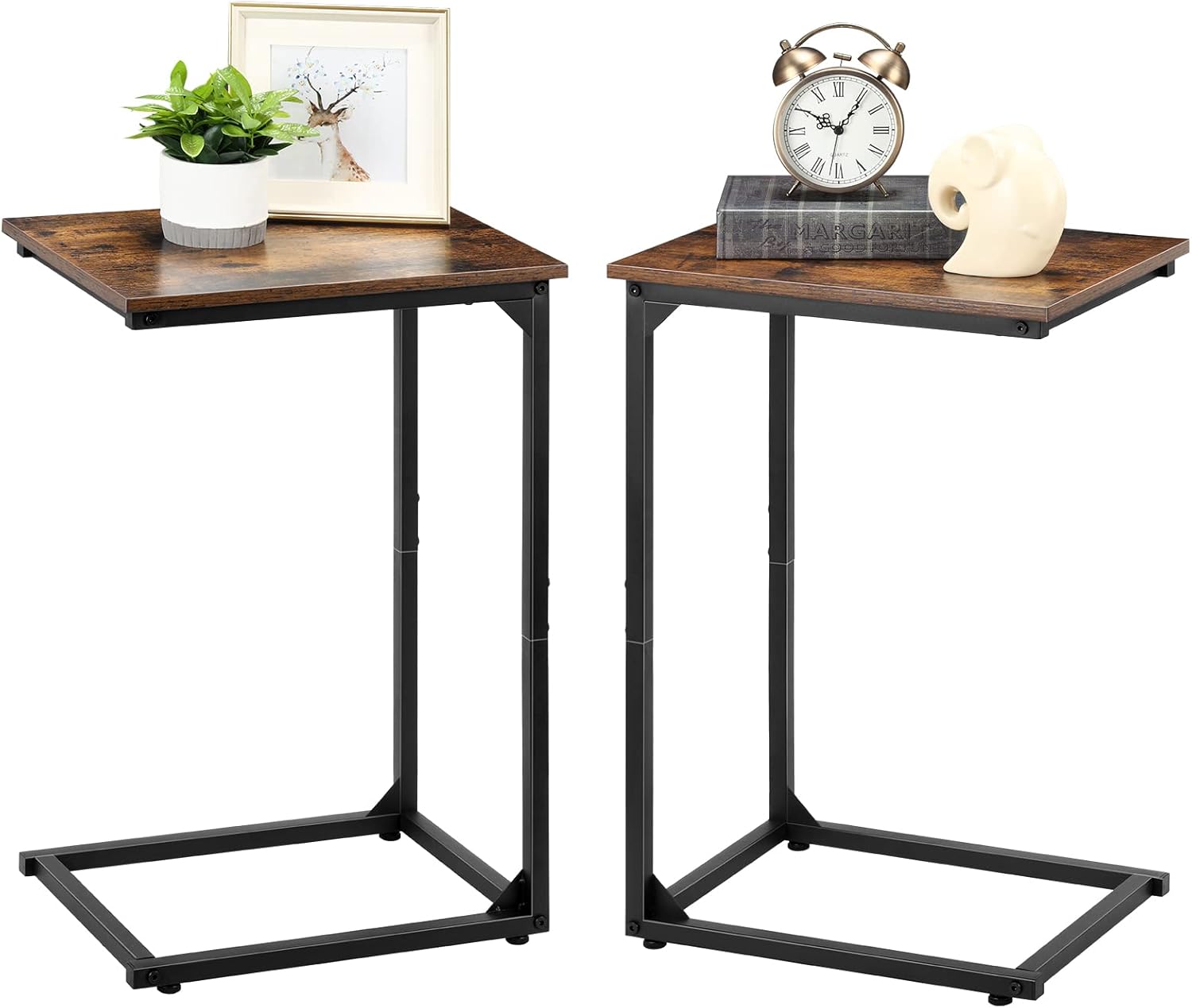 C Shaped Side Table Set of 2, Couch Table End Table, C Table for Sofa, Snack Side Table for Living Room