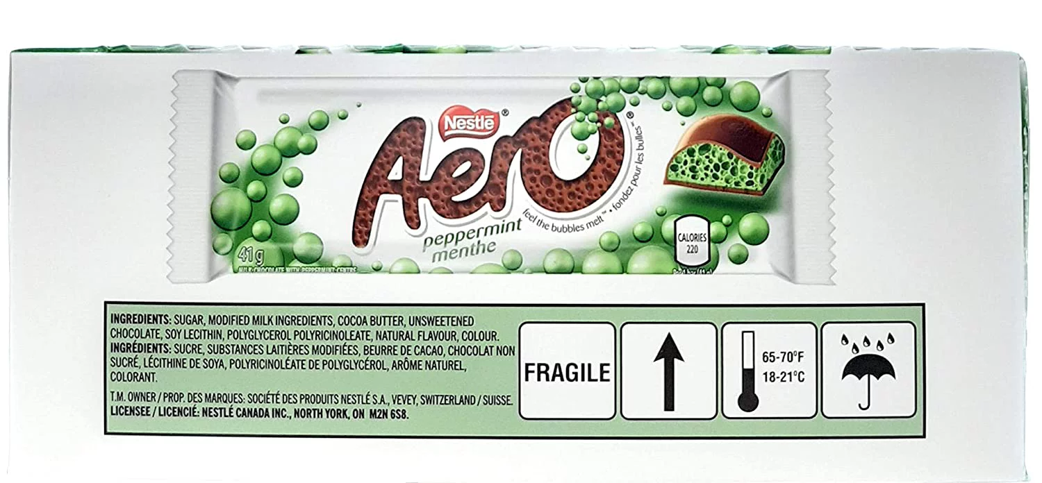 Nestle Aero Chocolate Bar Peppermint, 41g/1.4oz, 24-Pack