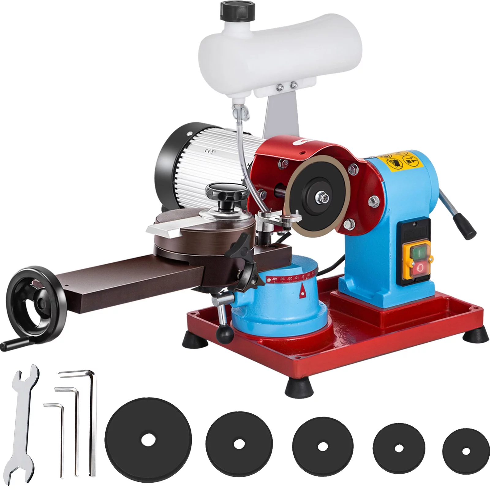 VEVOR Round Circular Saw Blade Grinder Machine 110V 370W Rotary Angle Mill Sharpener 125mm Electric Saw Blade Sharpener Machine for Sharpening Carbide Tipped Saw Blades (W/Water Tank)