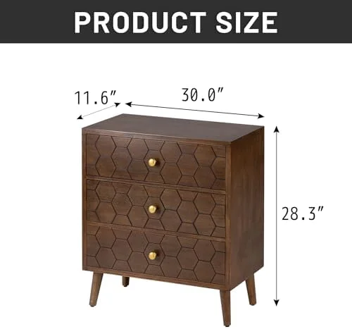 KBANZIBIU Mid-Century Nightstand  Modern Bedside End Table  Night Stand with Drawer for Living Room Bedroom  Industrial Metal Frame  Brown