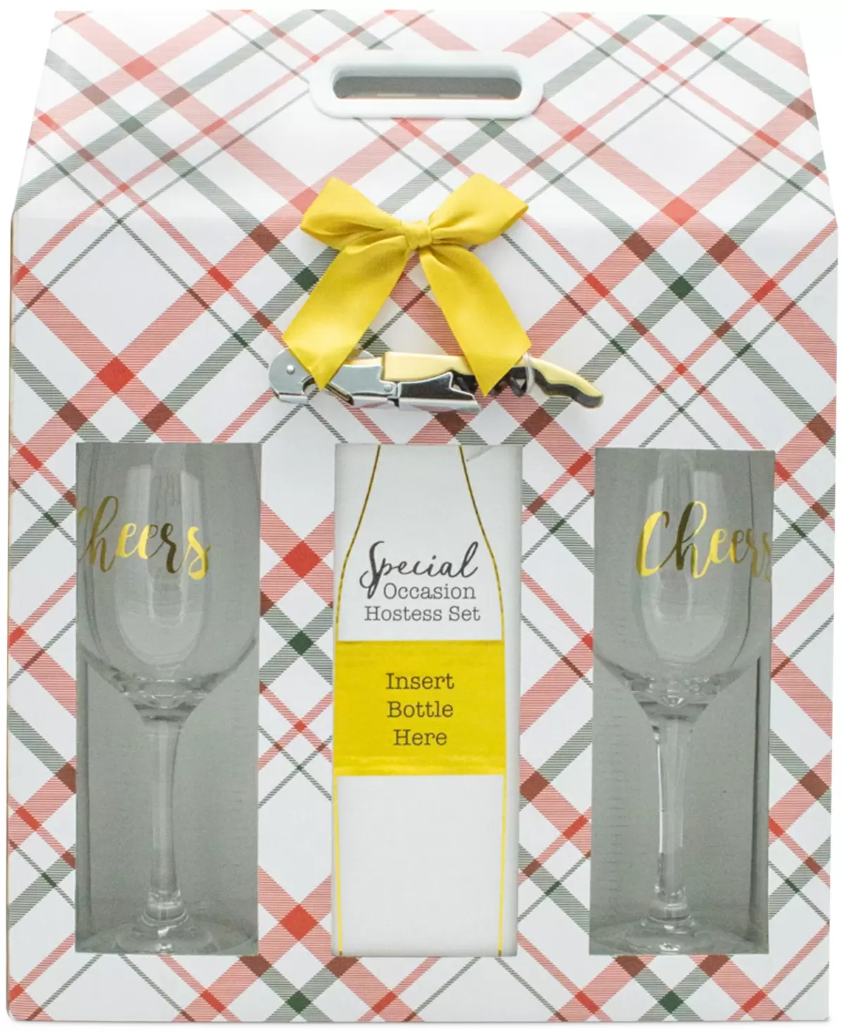 Tmd Holdings Cheers! Hostess Set with Opener & 2 Stemmed Wine Glasses