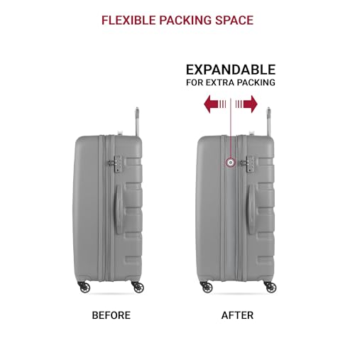 SwissGear 7366 Hardside Expandable Luggage with Spinner Wheels, White, Carry-On 19-Inch