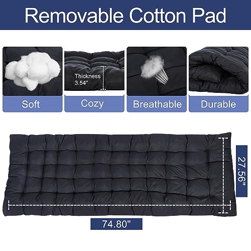 YSSOA Folding Camping Cot with Table for Adults, Portable and Lightweight Sleeping Bed for Outdoor Traveling, Hiking, Easy to Set up, Black