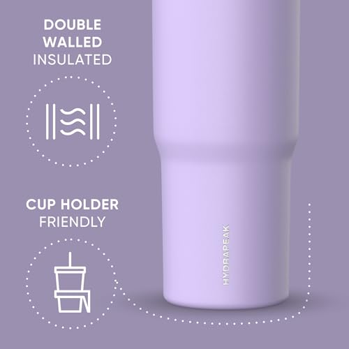 Hydrapeak Nomad 24 oz Tumbler with Handle and Straw Lid, Leakproof, Double Insulated, 24oz Cup Stainless Steel (Blush)