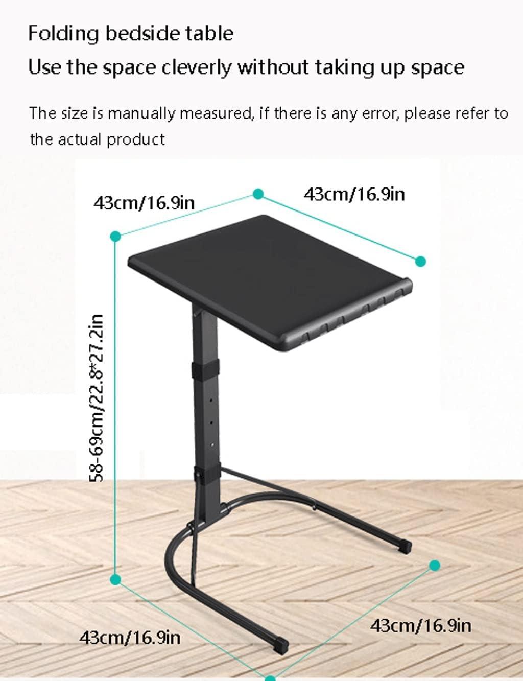 Foldable Overbed Table,Movable Pallet Storage Lift Table Height Adjustable Bed Bedside Desk,for Laptops Wheelchairs Couch Table Healthy