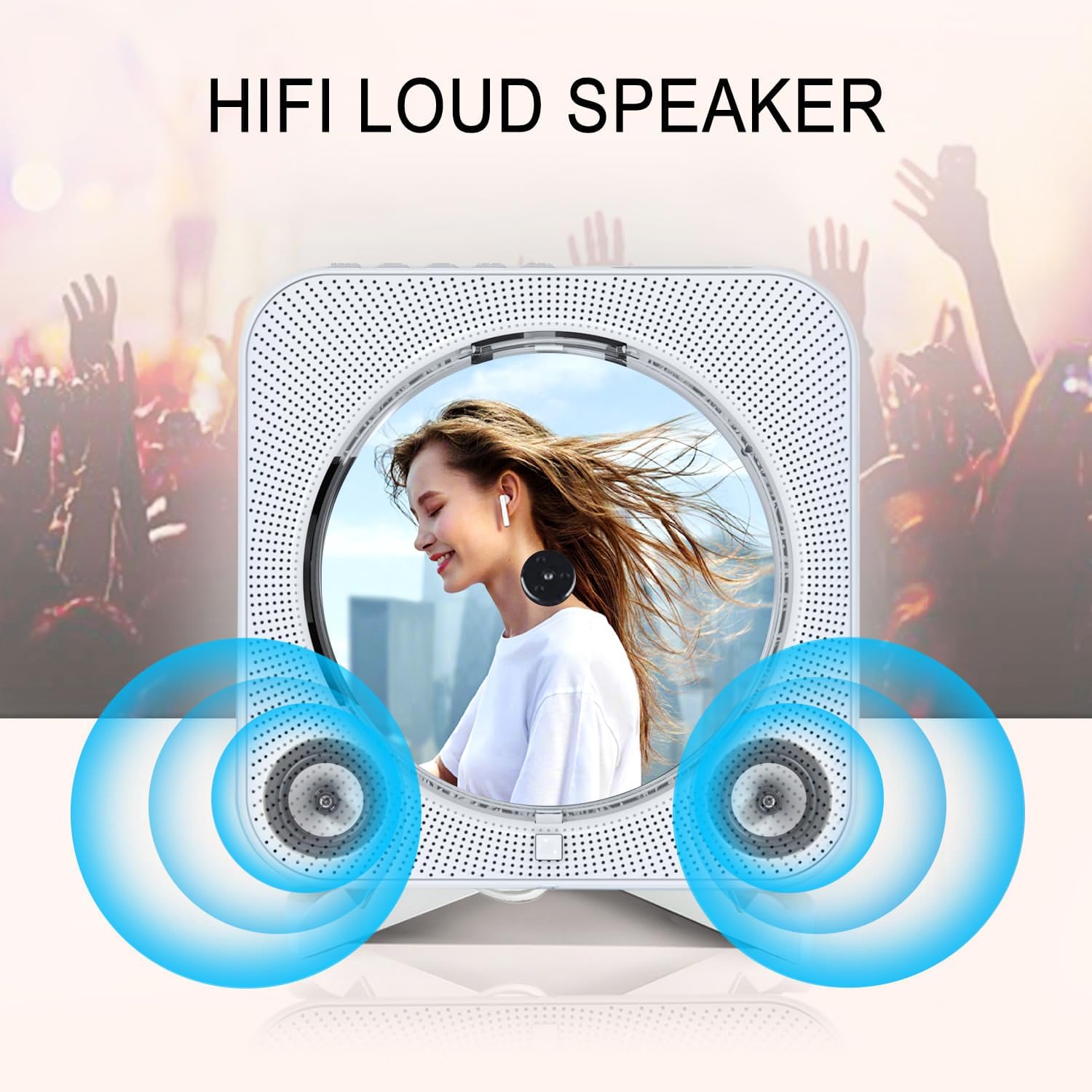 Multifunction DVD Player for Home CD Player with Bluetooth 5.1 Dual Speakers, DVD Player for TV with Remote Control, RCA, HDMI Cable, HD 1080p, Full Region, Break Point Memory