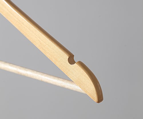 Proman Products KSA9030 Kascade Wooden Hangers 50 Pack, Unique Ring Design, Space Saving Pants Clothes Hanger with Pants Bar and Shoulder Notches, Natural
