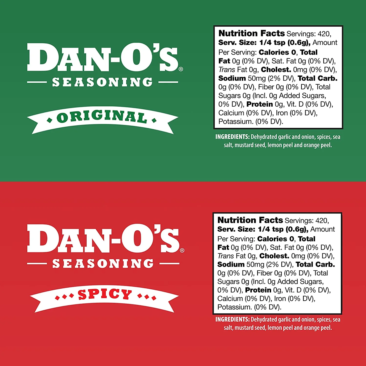 Dan-O's Seasoning Medium 2 Bottle Combo , Original & Spicy , 2 Pack (8.9 oz)